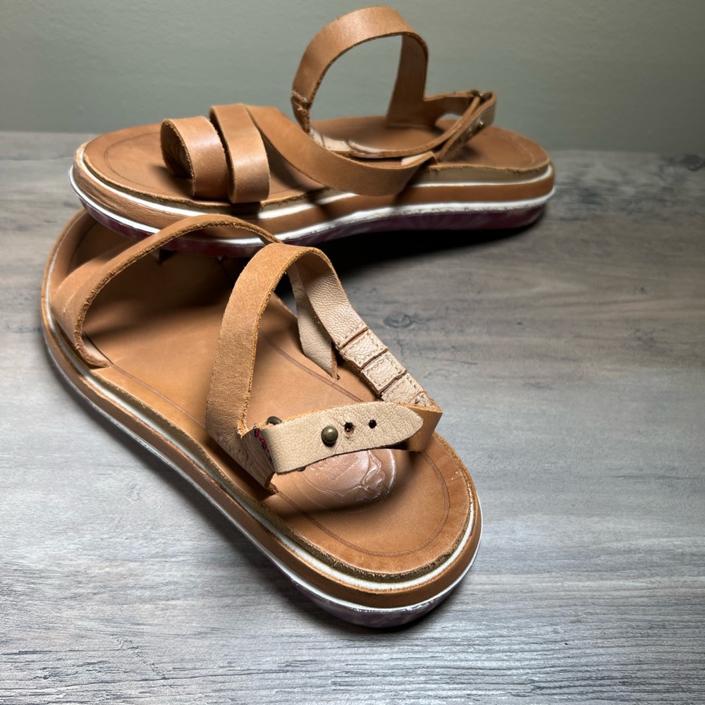 Sanuk Women's Vazon Sustainasole X Grateful Dead Tan Leather Sandals Size 8